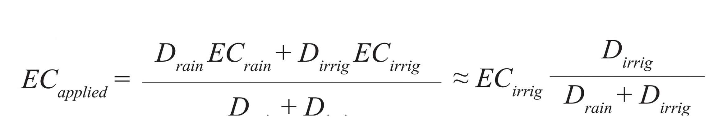 Adjustment to EC of Applied Water Equation