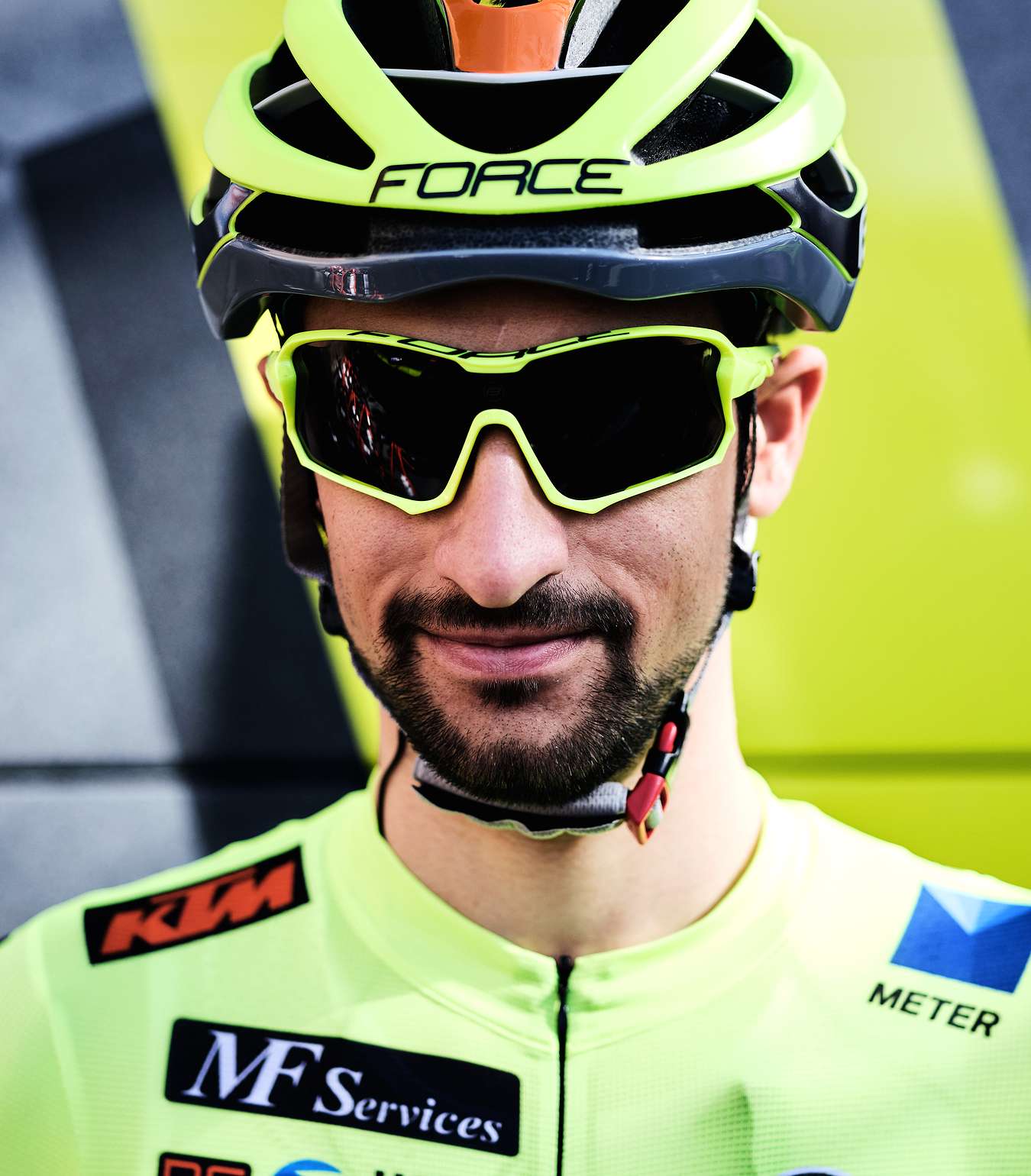 A portrait of a member of the METER Group cycling team