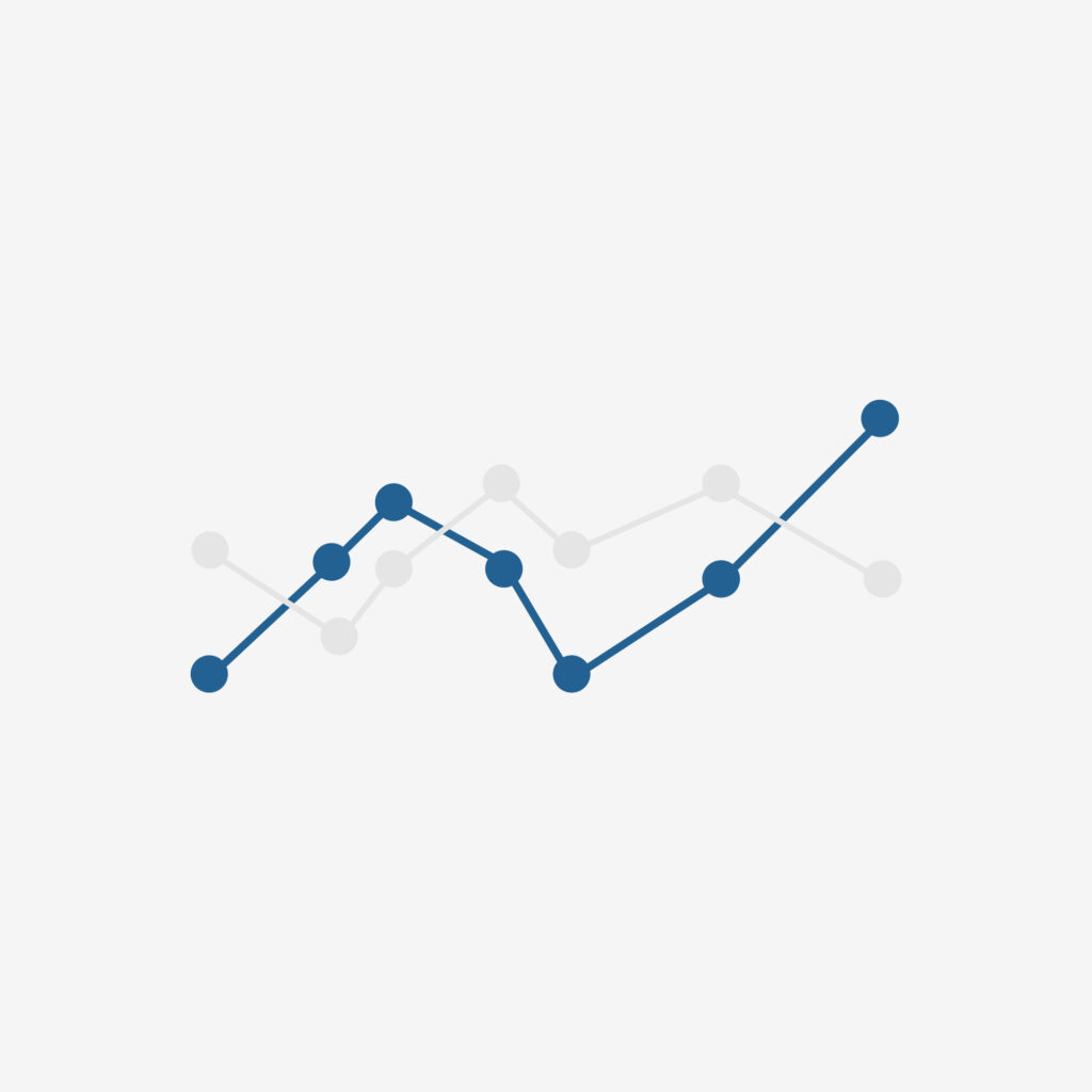 A graphical representations of a green and grey line on a line graph