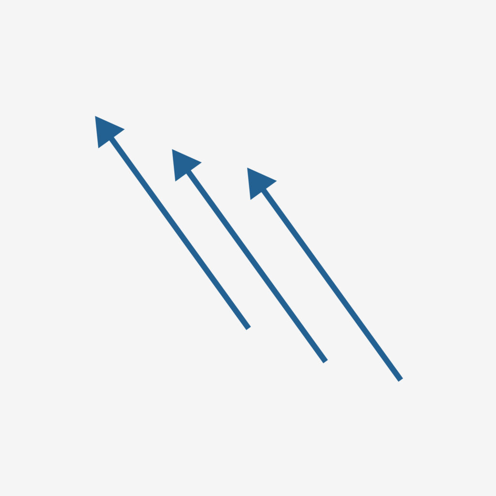 A graphic of 3 parallel green arrows pointing from the bottom right corner to the upper left