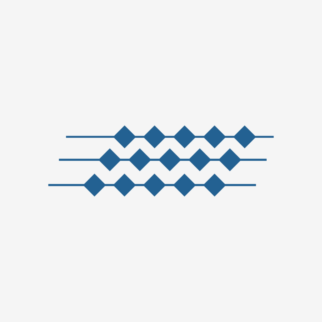 3 rows of green diamond shapes connected with lines