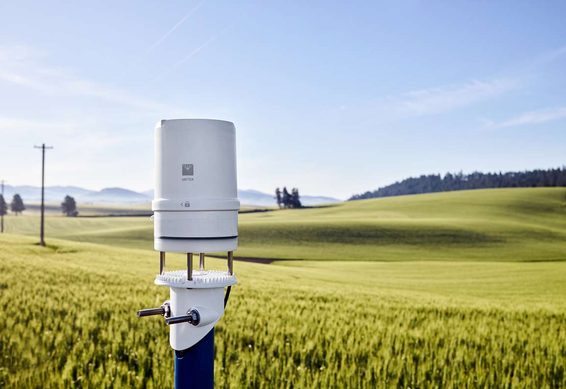 ATMOS 41 weather station in a field