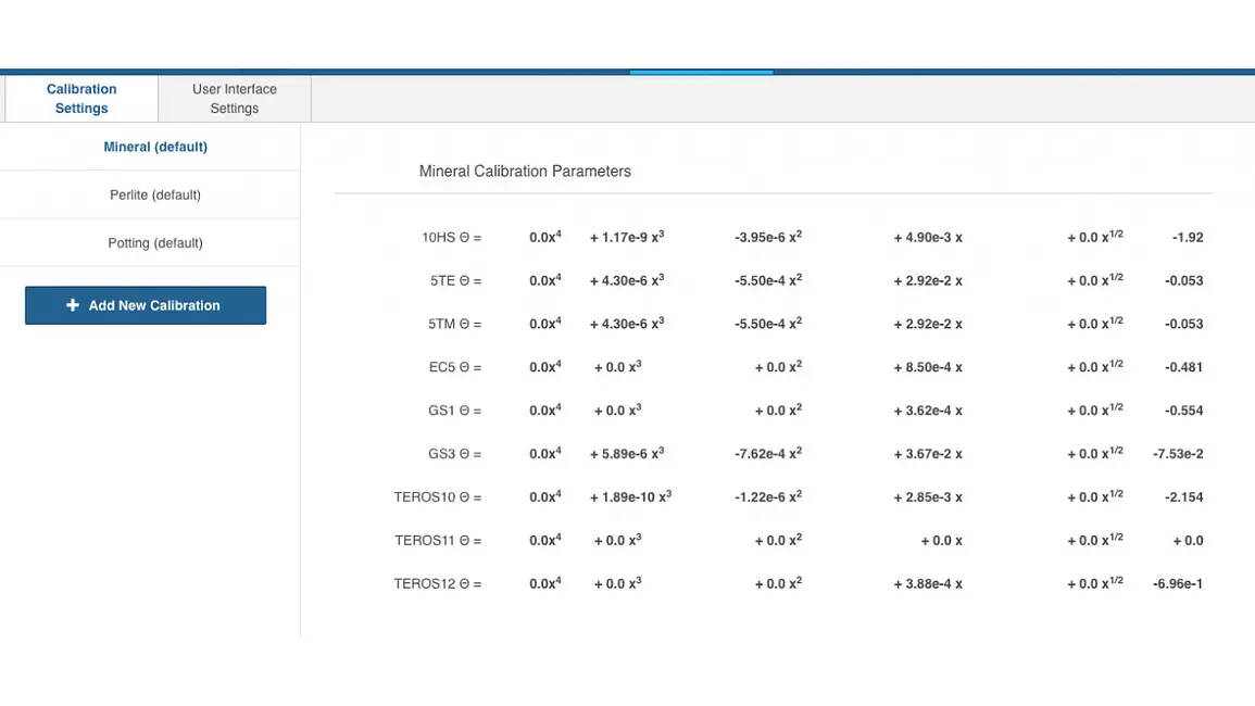 A screenshot of custom calibrations