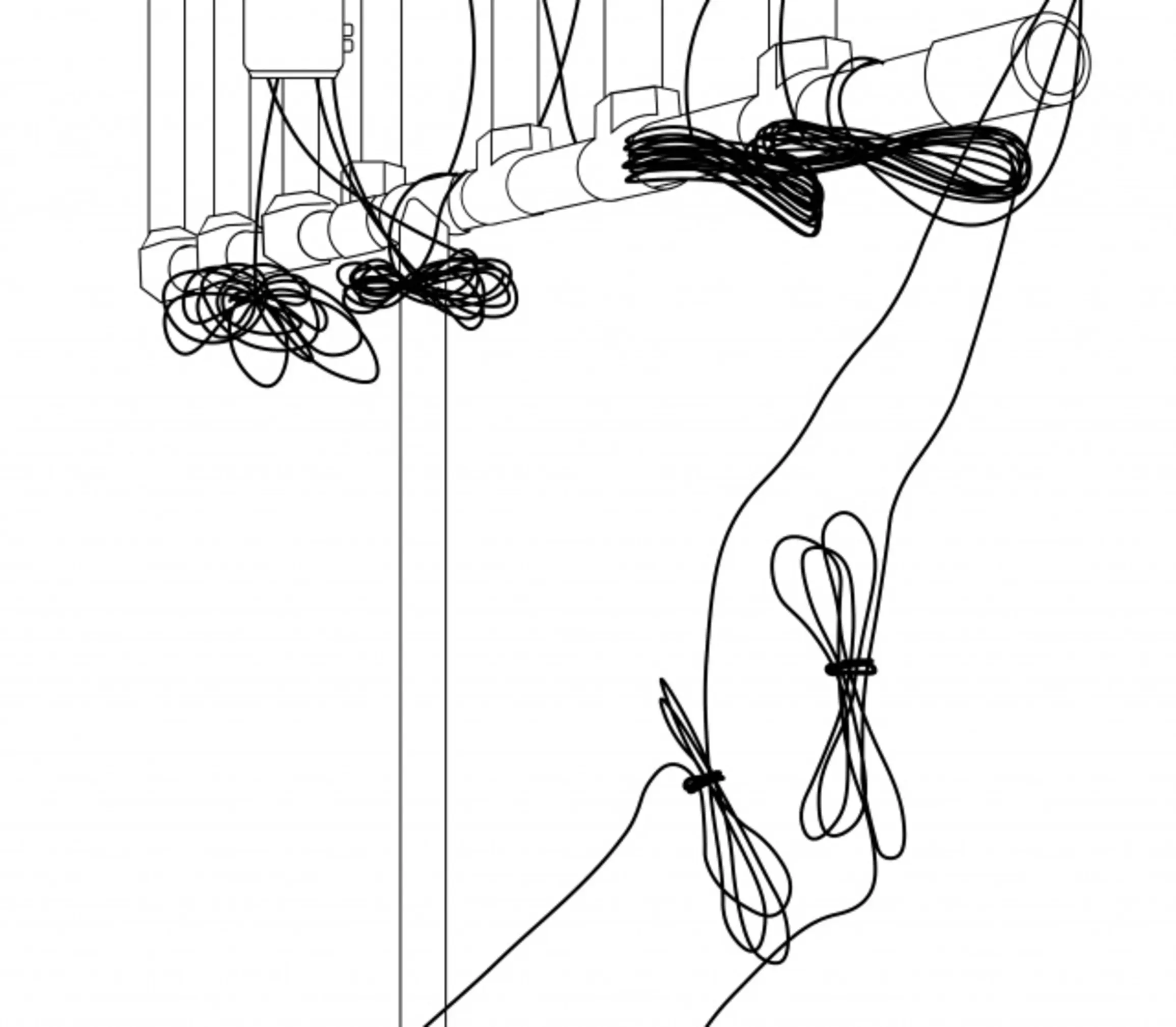 A diagram showing an example of bad cable management