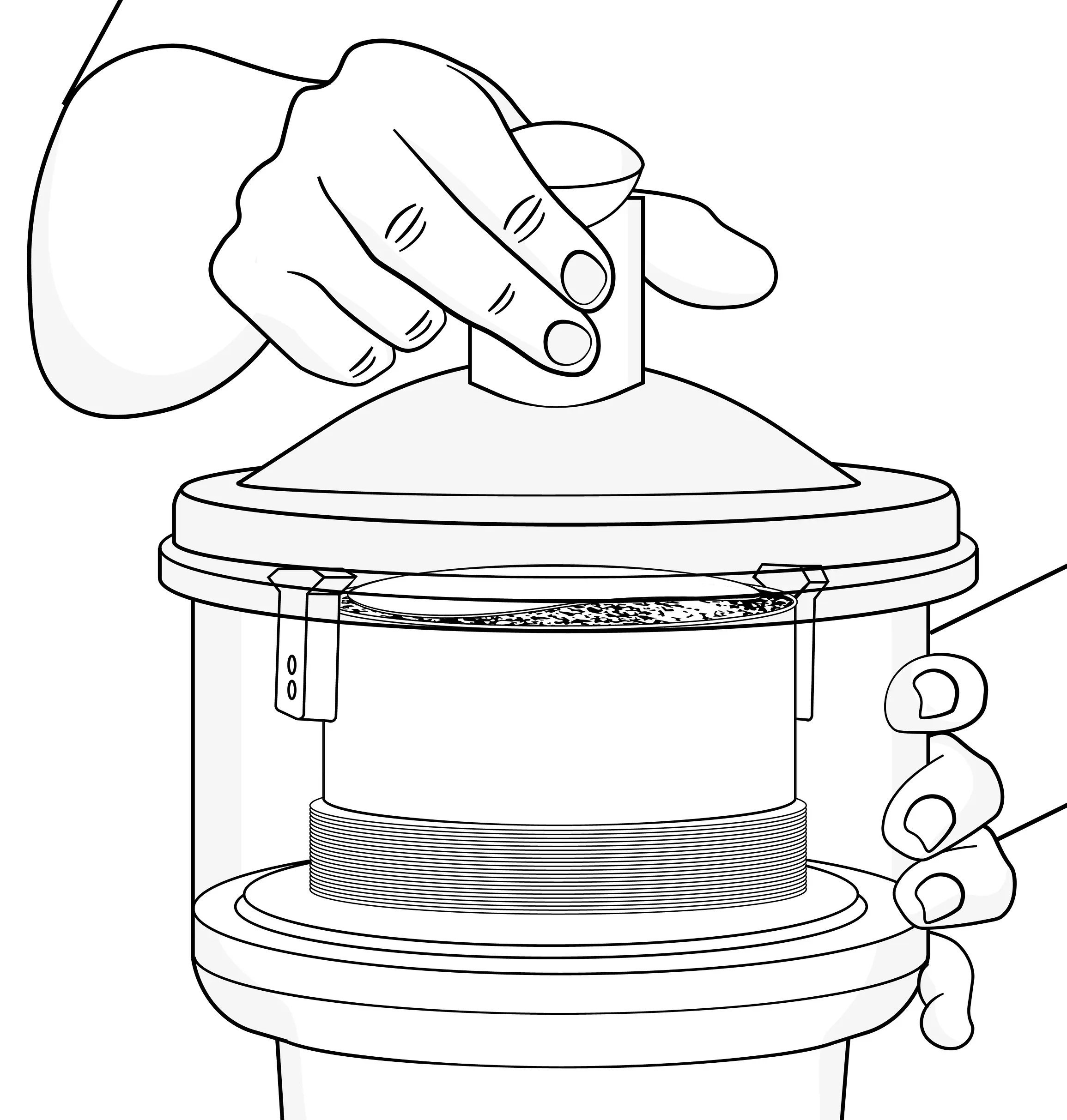 A diagram showing filter paper is sealed in an airtight container with soil and allowed to equilibrate
