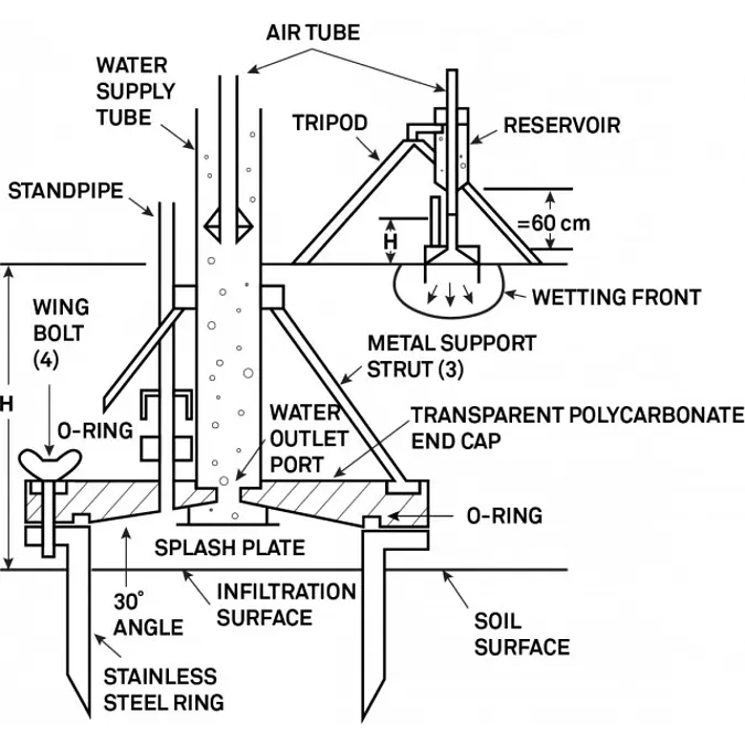 A diagram of pressure ring infiltrometer cross section