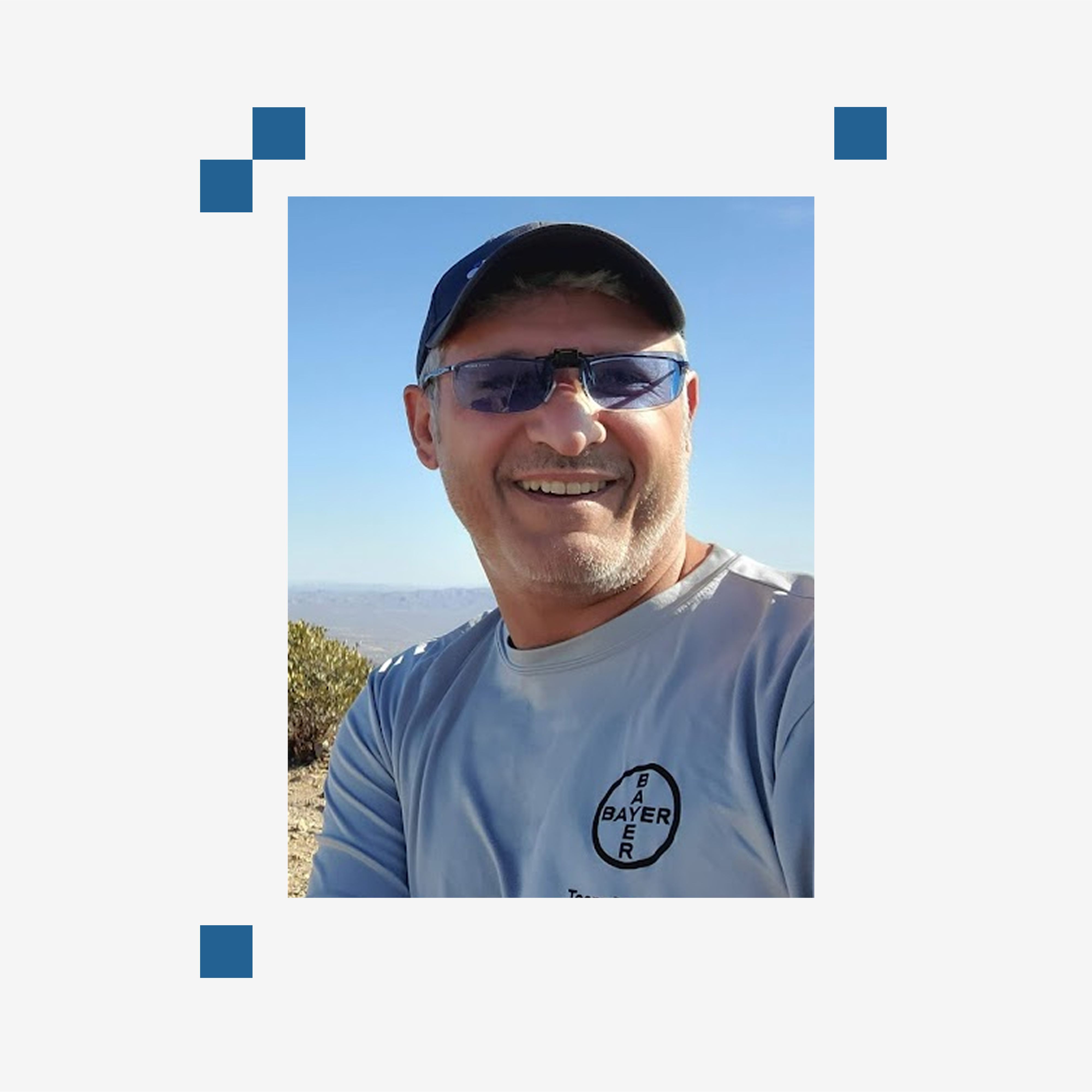 A photograph of Bayer crop scientist, Ruben Rascon