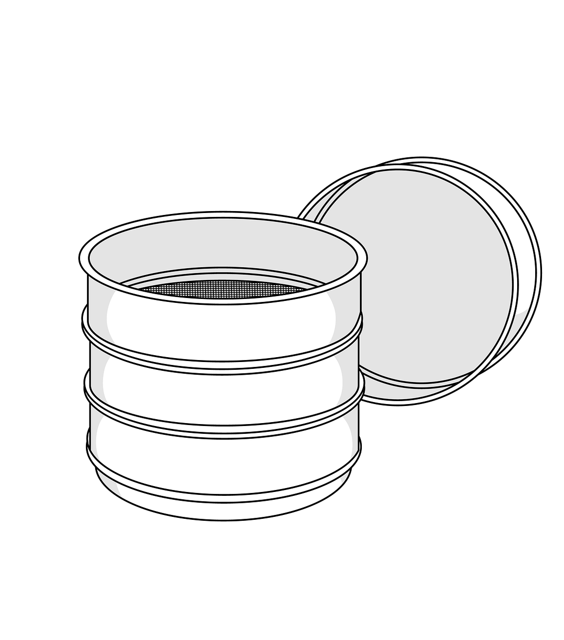 An illustration of ASTM-standard-size sieves