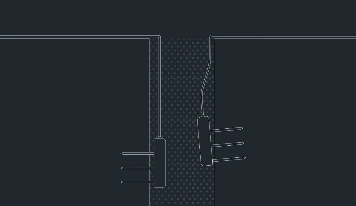An illustration showing an example of a bad borehole sensor installation (air gaps created)
