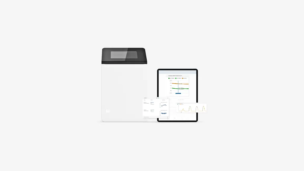 A photograph of a ZL6 next to a tablet showing ZENTRA Cloud data
