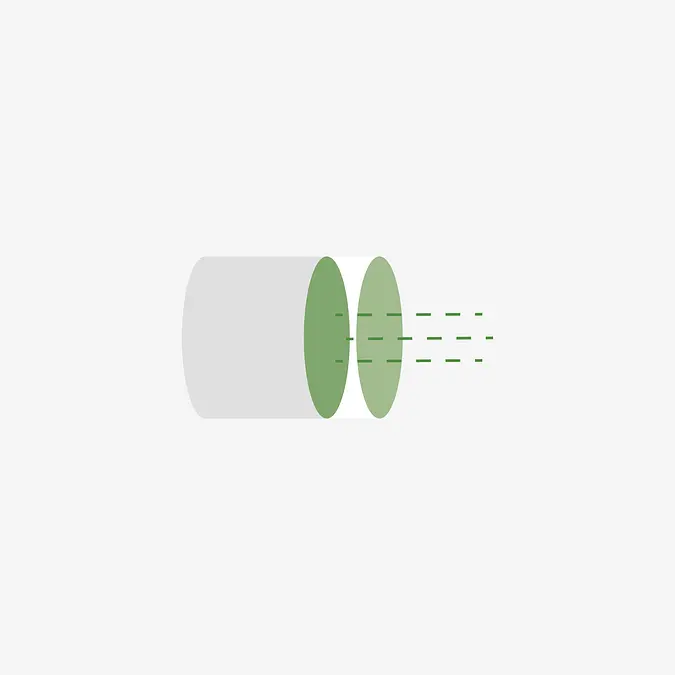 An illustration of two cylinders with 3 dotted lines coming out of them