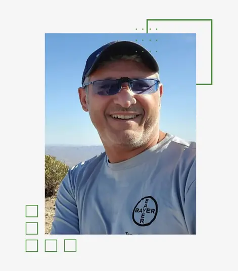 A photograph of Bayer crop scientist Ruben Rascon